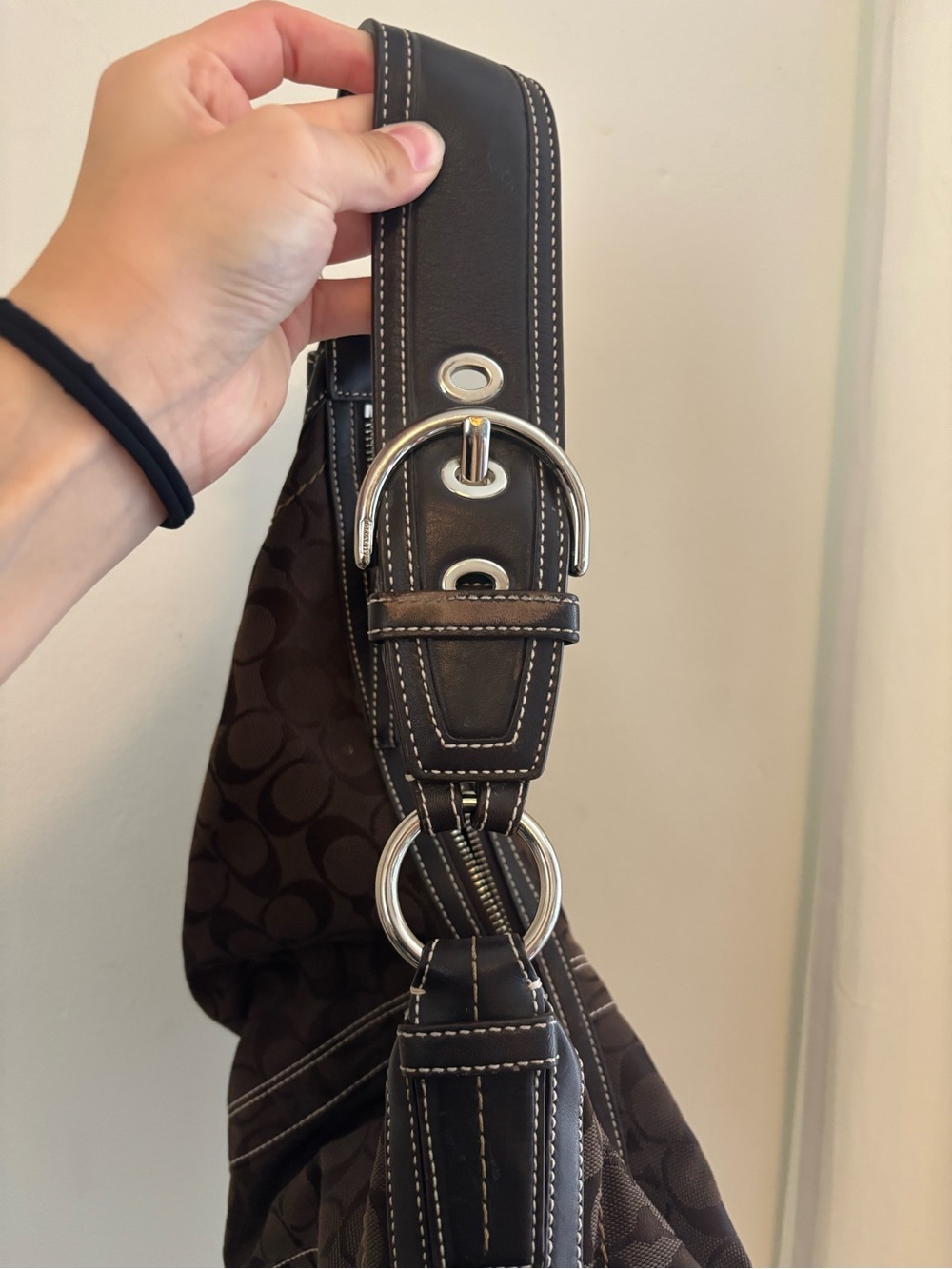 Coach Brown Signature Crescent y2k Shoulder Bag - Gem